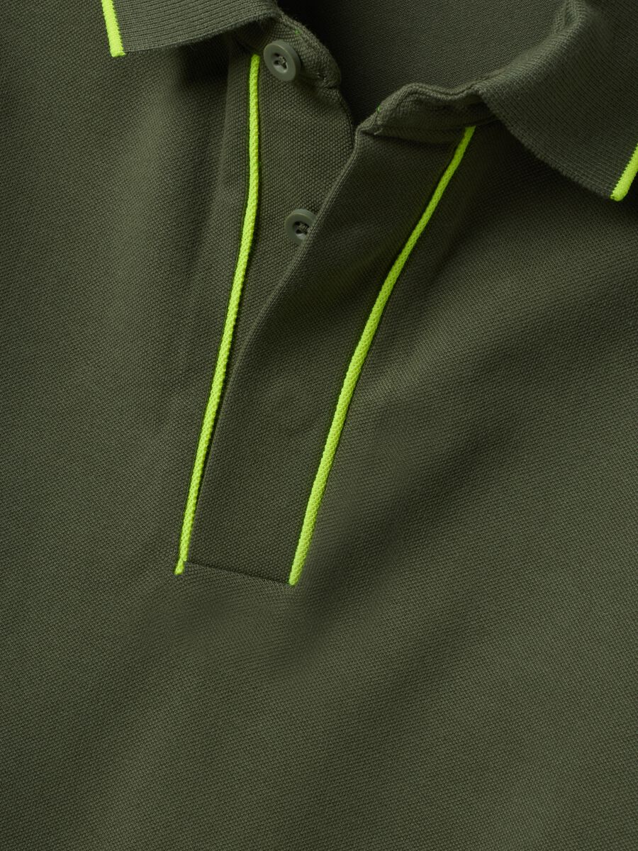 Green stretch cotton polo shirt with classic collar_5