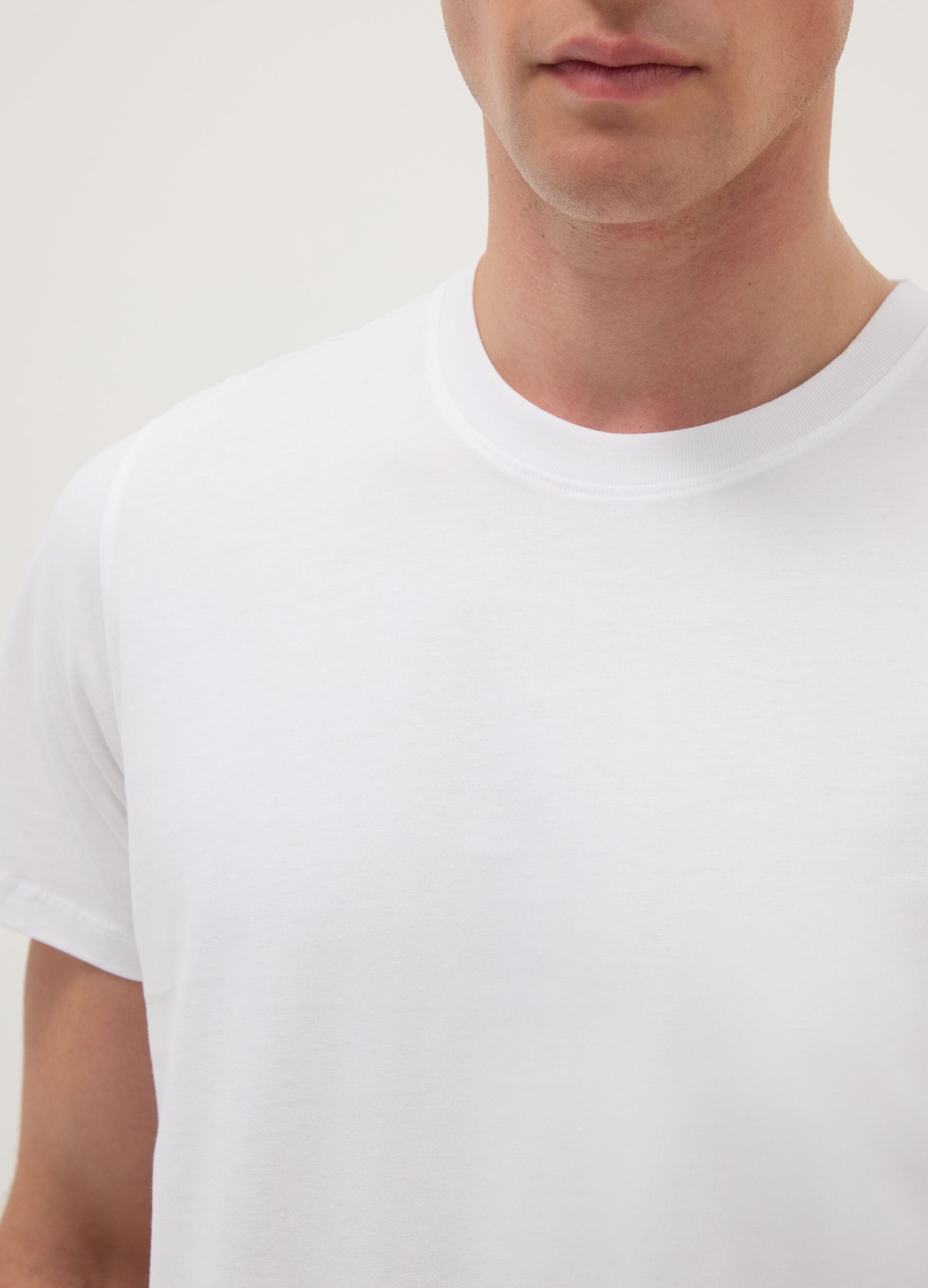 White pure cotton regular fit T-shirt