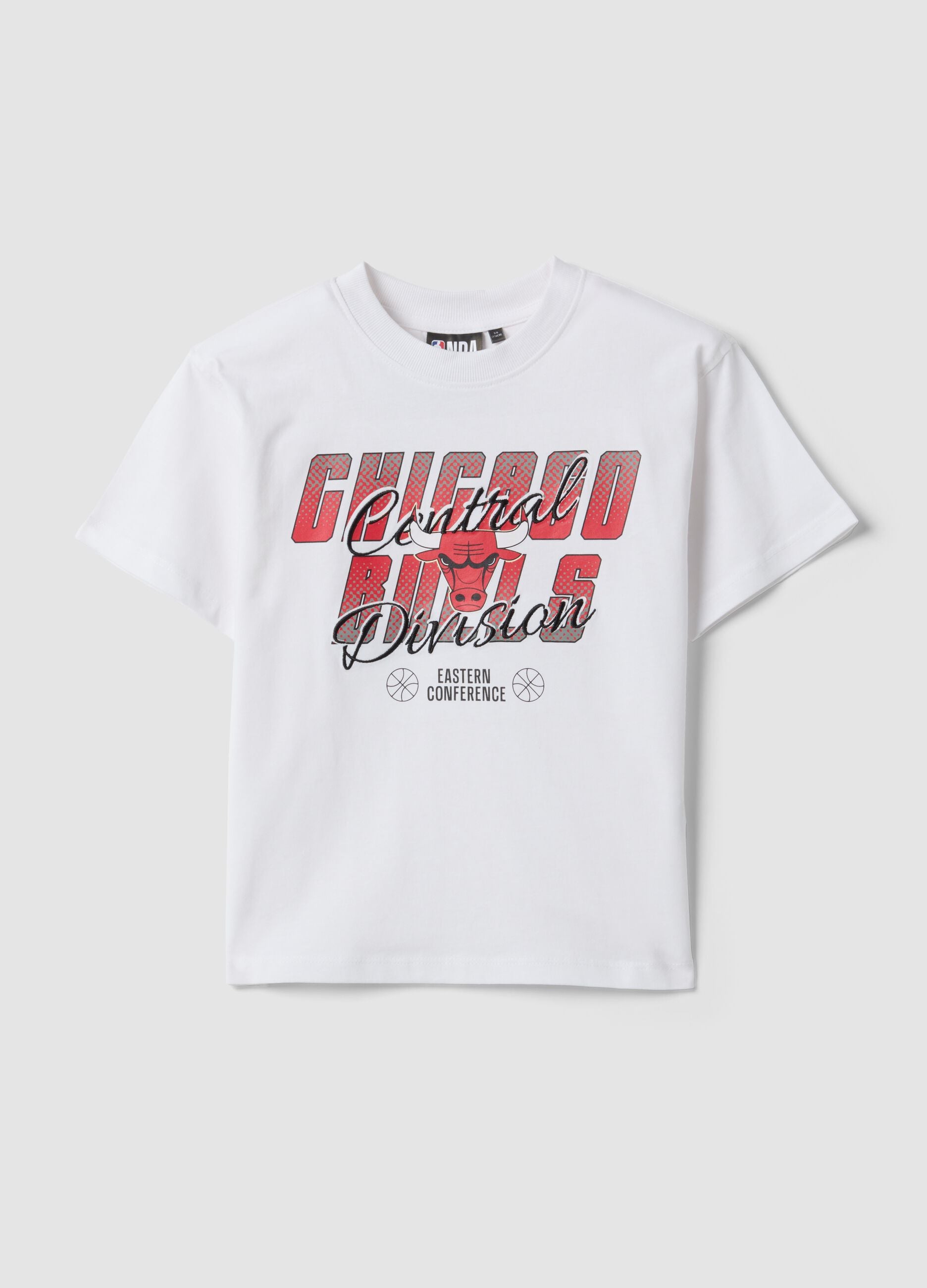 White short-sleeve pure cotton T-shirt with print