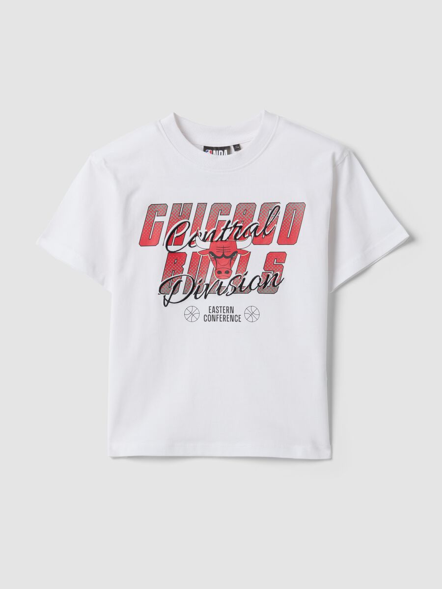 White short-sleeve pure cotton T-shirt with print_0