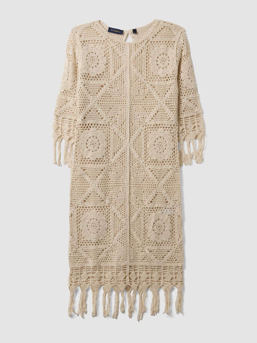 Beige crochet dress in cotton-viscose blend, regular fit_4