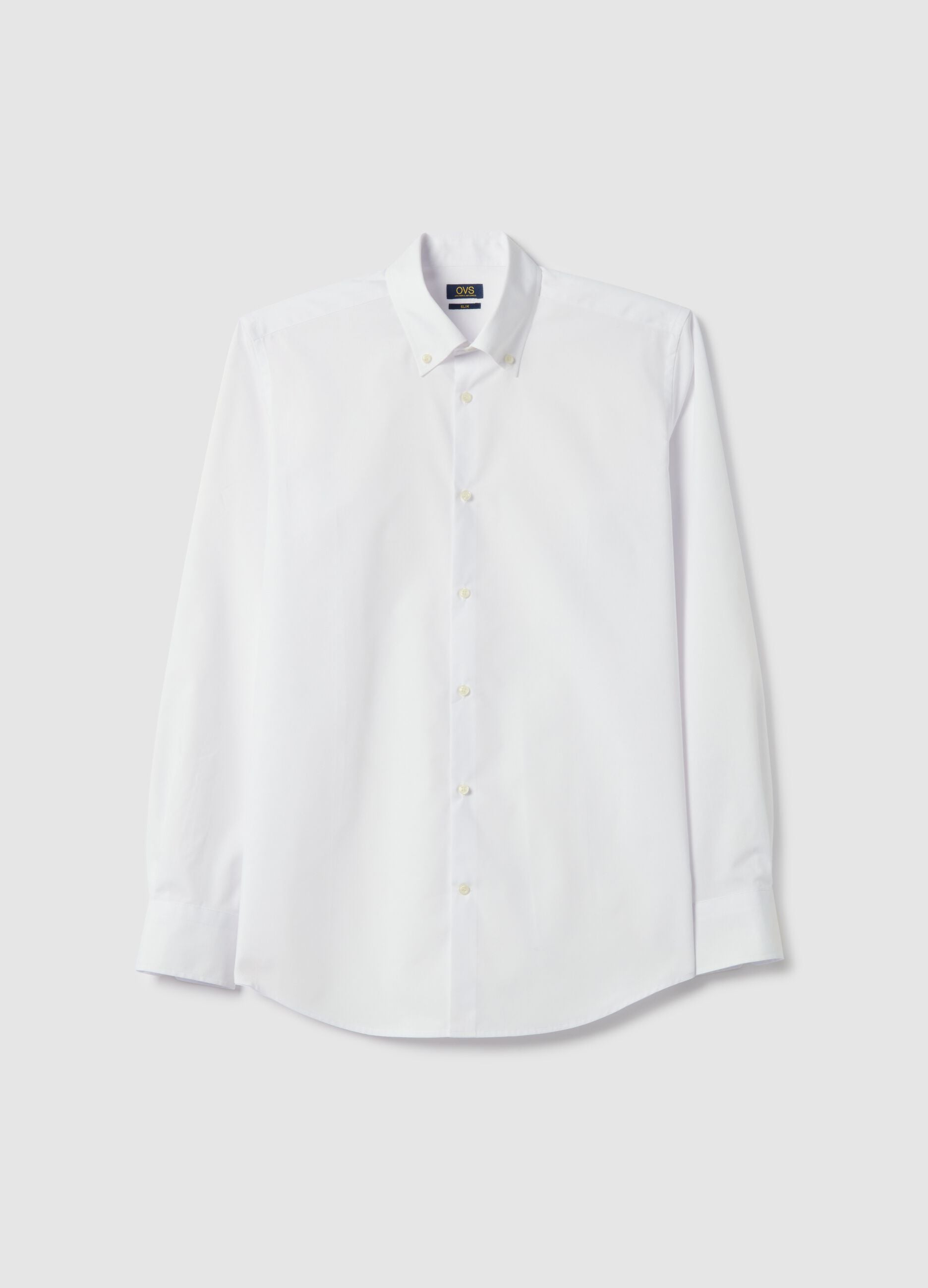 White cotton blend slim fit easy iron shirt