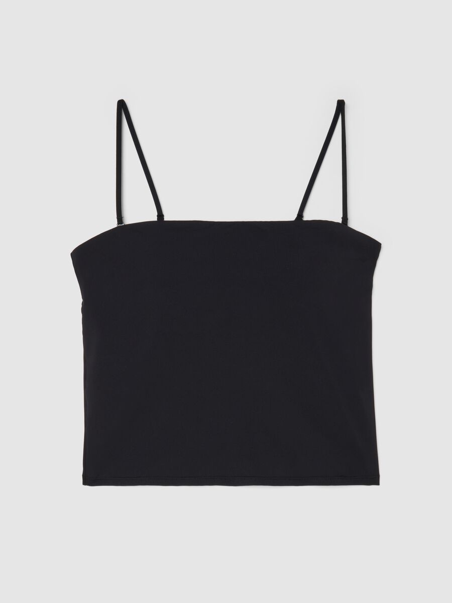 Black vest regular fit with square neckline_4