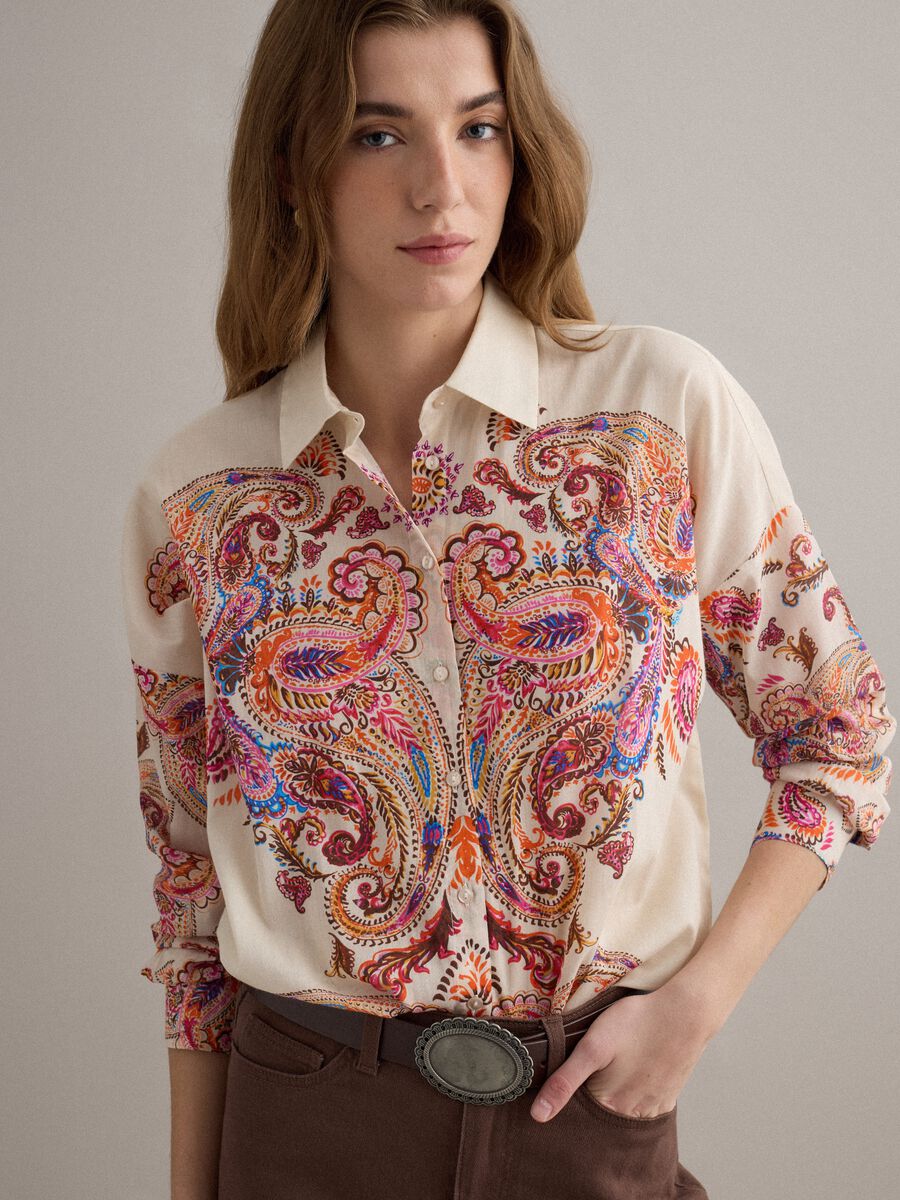 Camicia multicolor a maniche corte in puro cotone_2