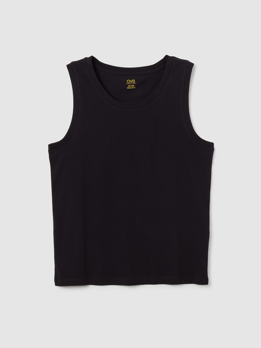 Men's basic black cotton vest regular fit_4