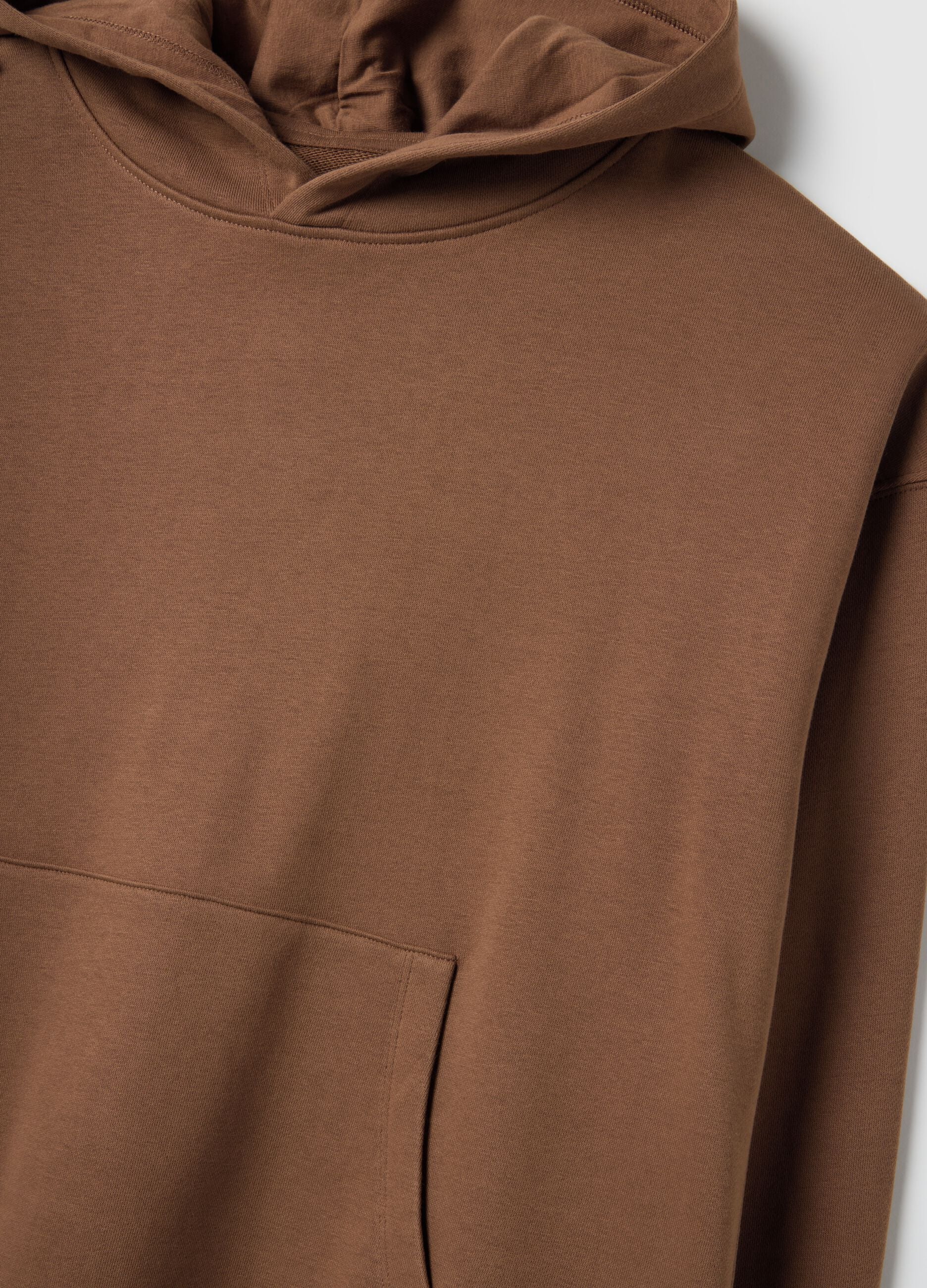 Brown cotton blend hoodie regular fit