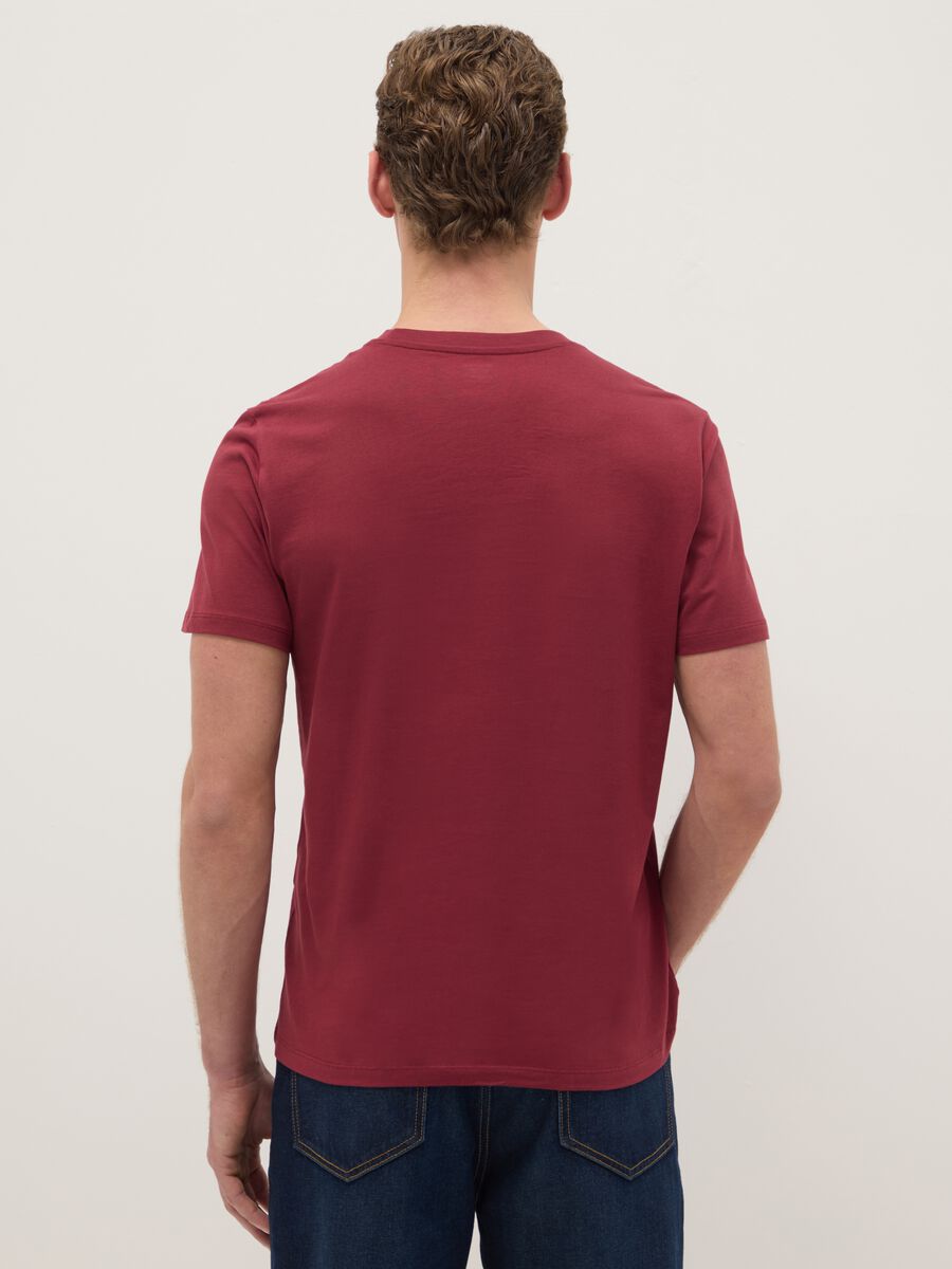 Red T-shirt in pure cotton regular fit_3