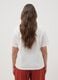 Regular fit pure white cotton T-shirt with appliqued flower_3