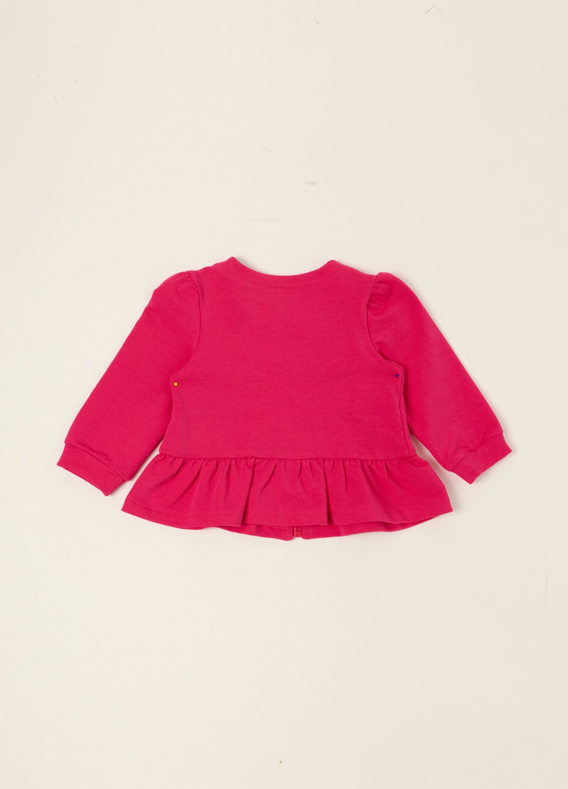 Baby girls&rsquo; pink zip-up sweatshirt in stretch cotton, regular fit