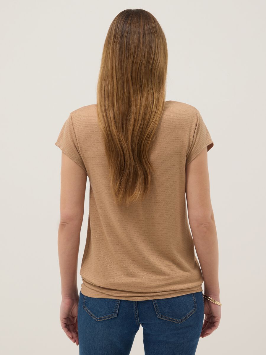 Beige stretch viscose maternity short sleeve t-shirt_2