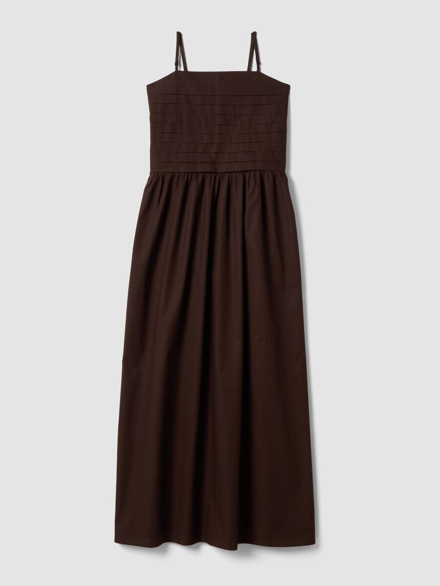 Sleeveless dress in pure brown cotton regular fit_4