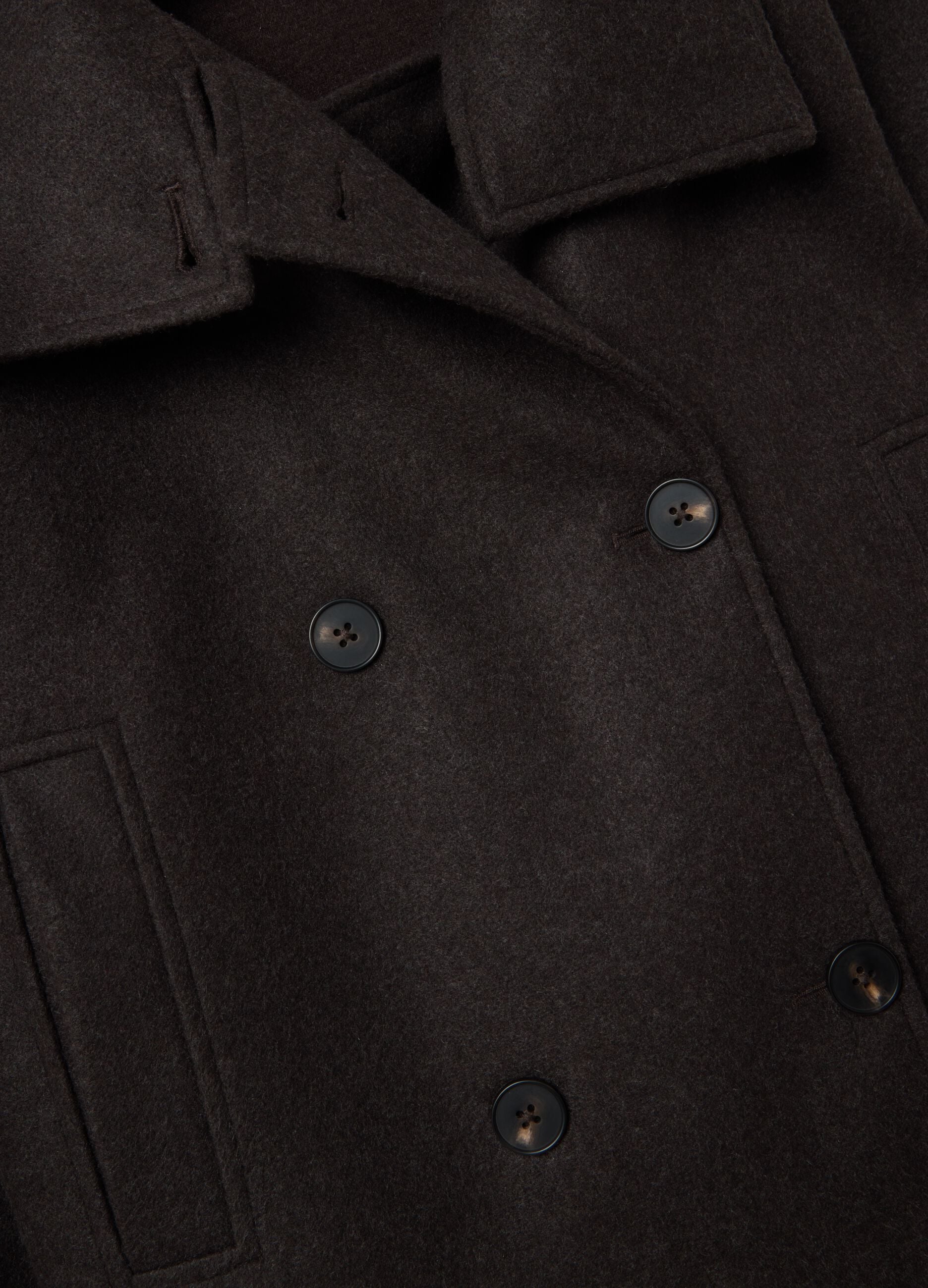 Brown regular fit coat with buttons