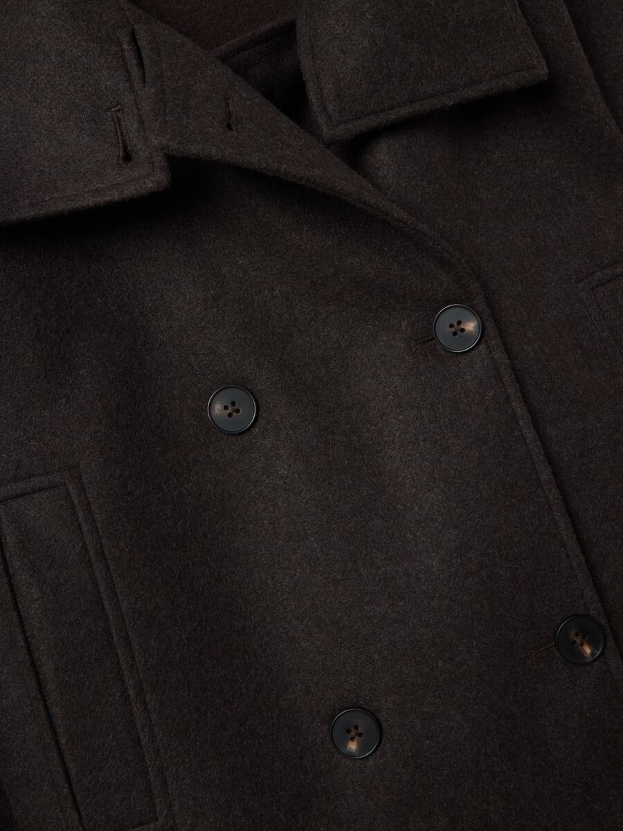 Brown regular fit coat with buttons_5
