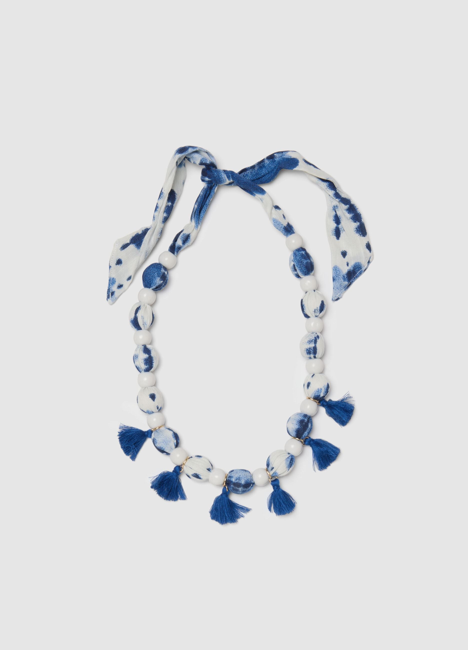 Multicolour necklace with pearls and tassels