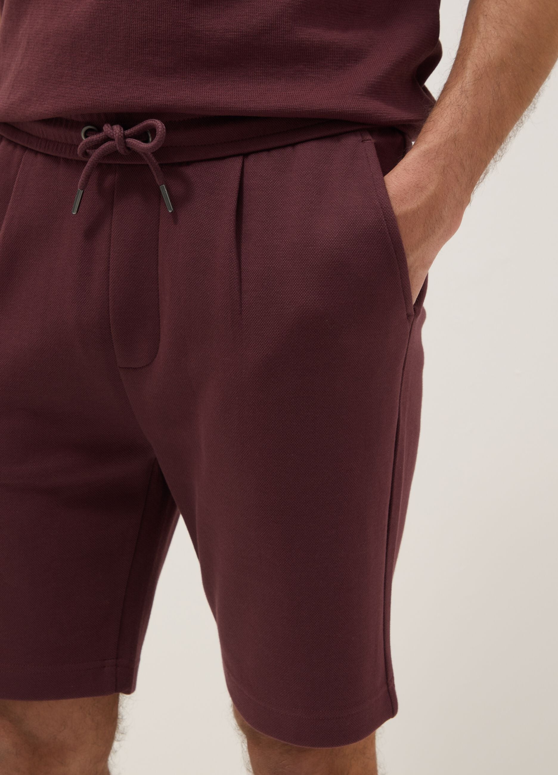 Shorts in puro cotone marrone regular fit con coulisse
