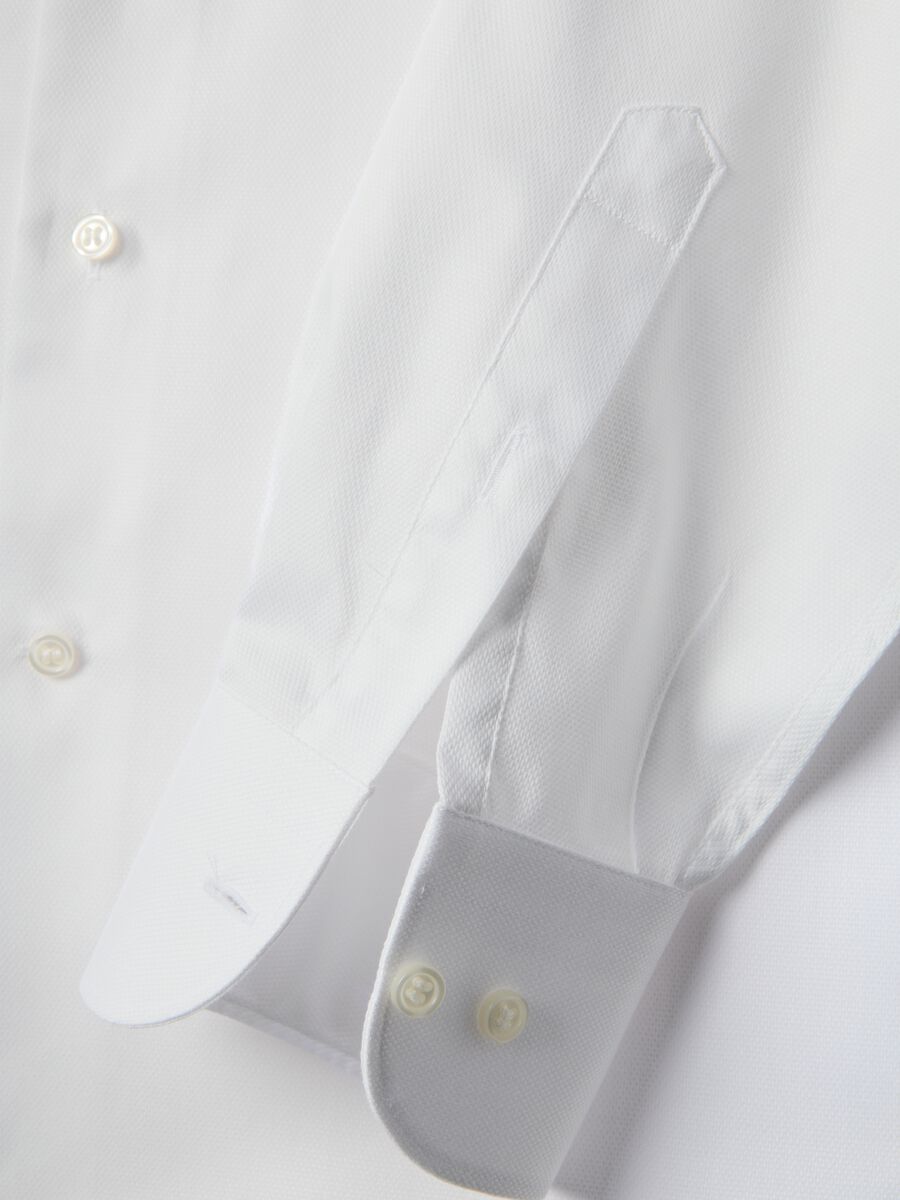 Camicia bianca in puro cotone easy iron con colletto alla francese slim fit_5