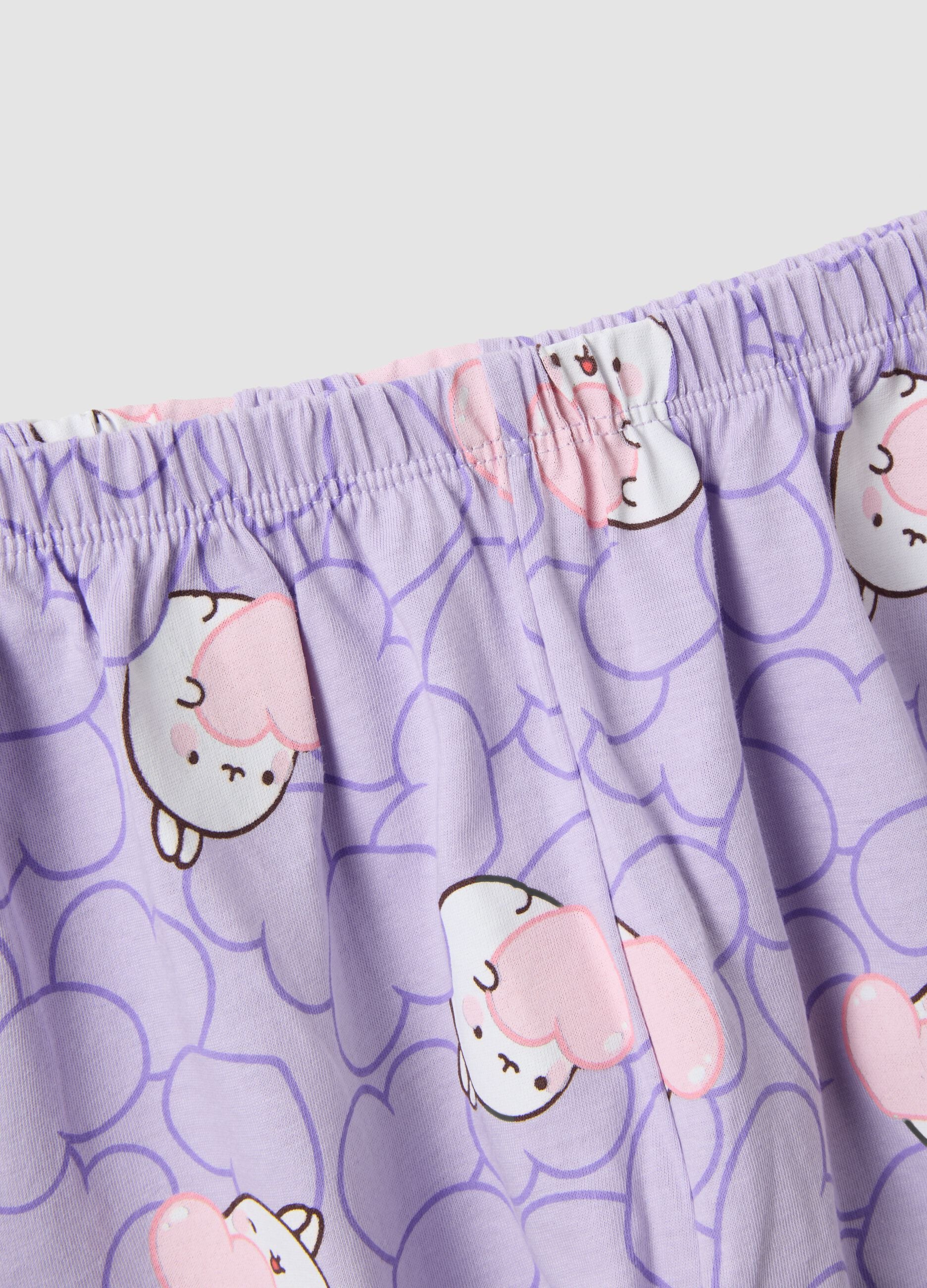Girls' purple pure cotton short pyjamas regular fit with Molang