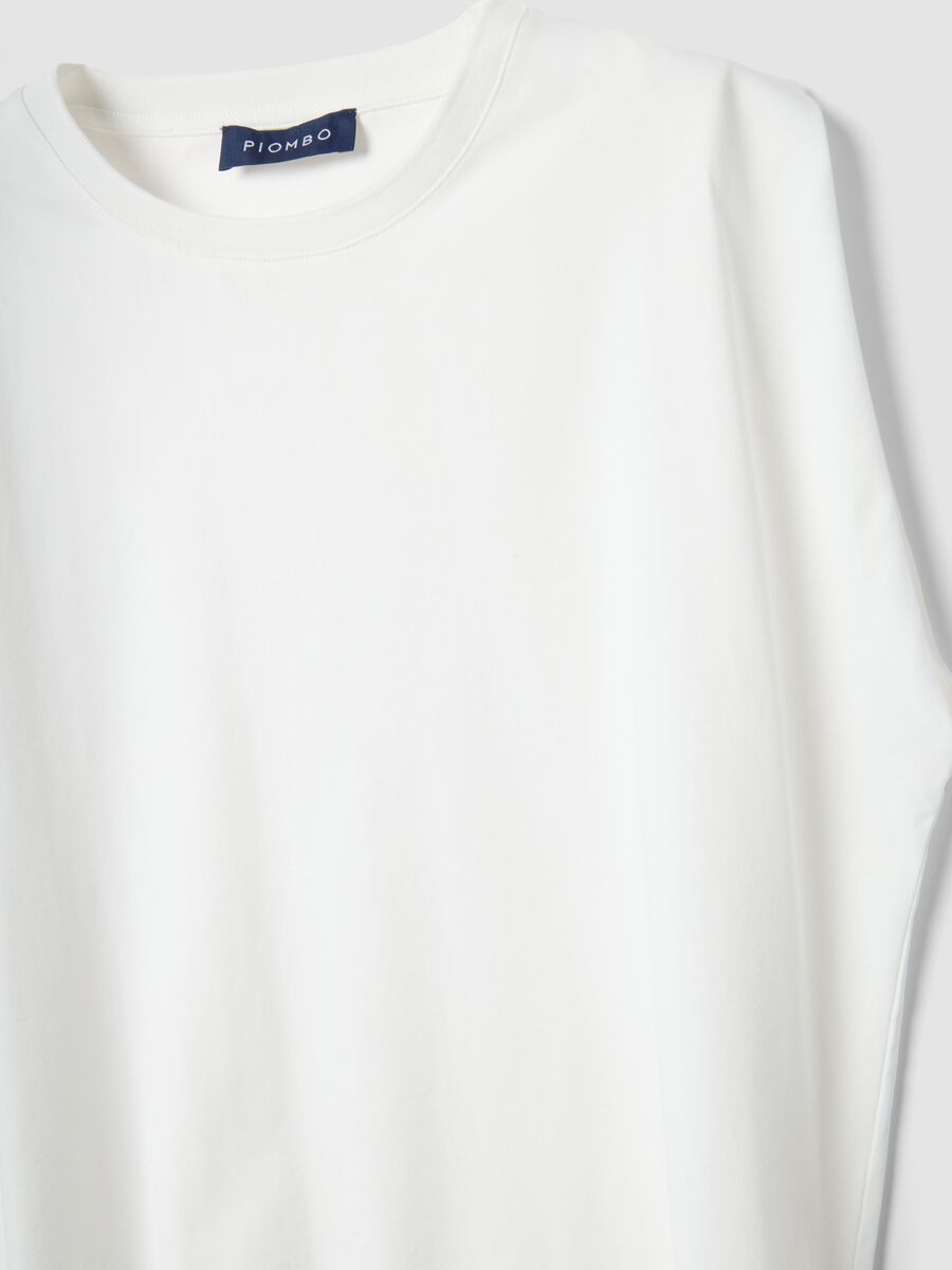 T-shirt senza maniche in misto cotone bianco regular fit_5