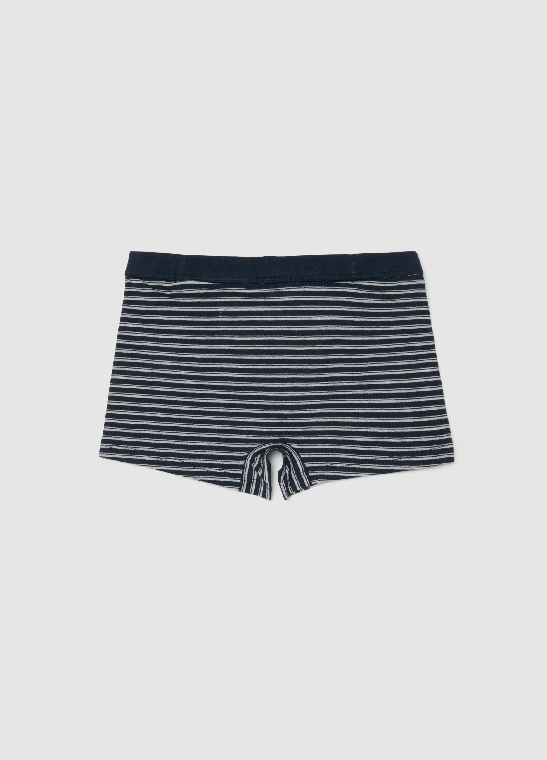 Regular fit multicoloured striped stretch cotton boys' boxers