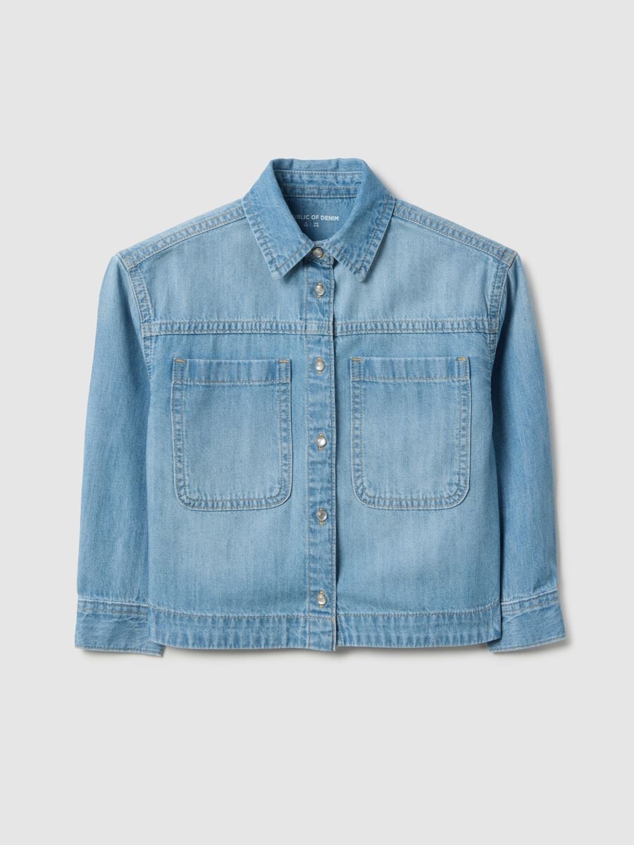 Girls' Blue Pure Cotton Shirt Regular Fit_0