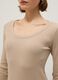 Men's Long Sleeve Beige Pure Cotton Regular Fit T-shirt_3