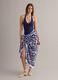 Blue stretch fabric swimsuit with halterneck ties_0