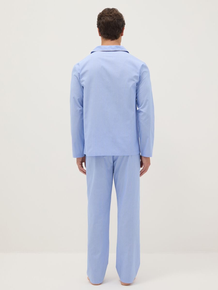 Blue striped pure cotton pyjamas with regular fit_2
