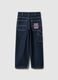 Children's blue pure cotton trousers regular fit with exposed stitching_4