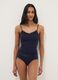 Blue slim fit stretch viscose camisole with lace_0