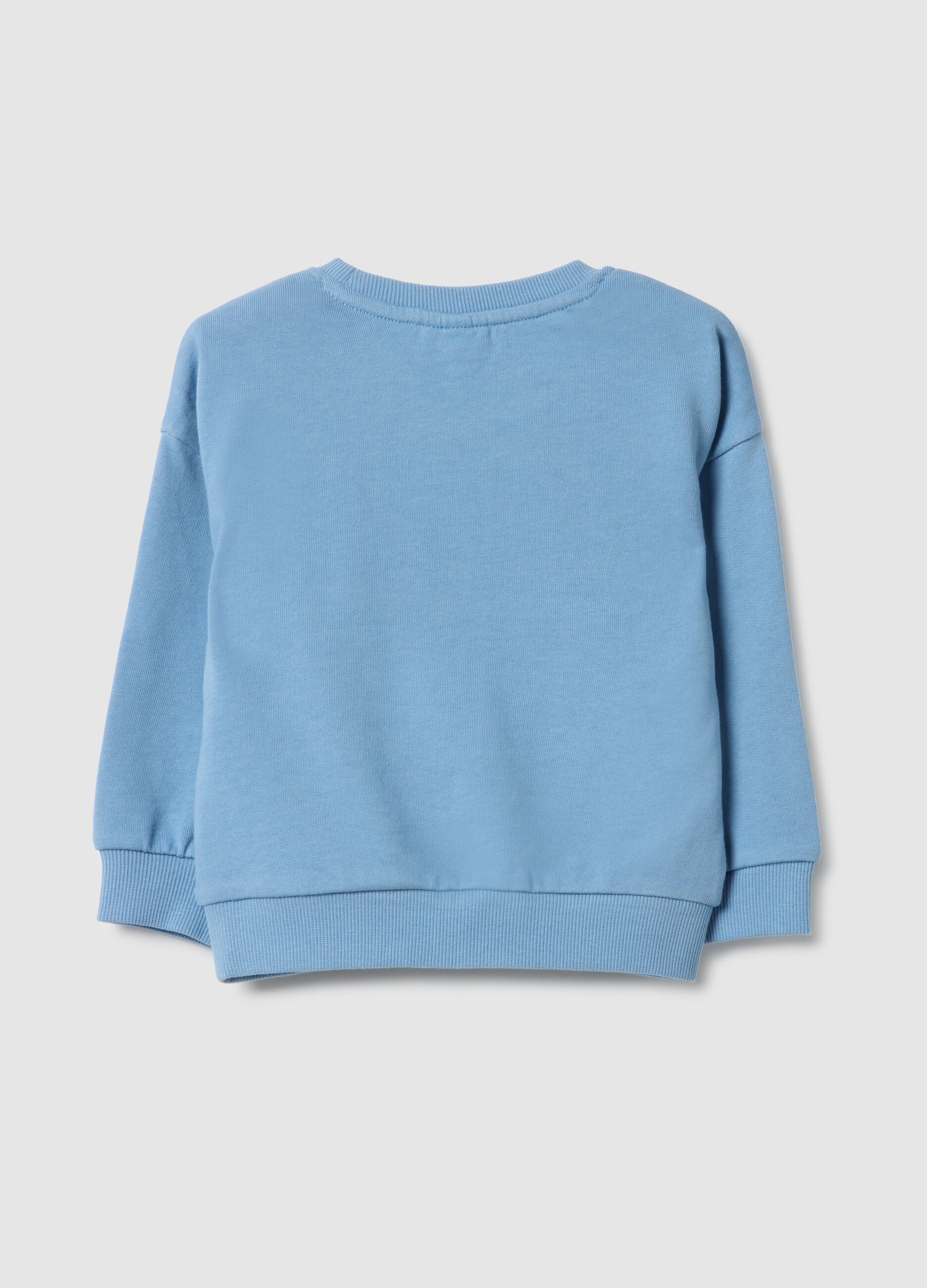 Light blue pure cotton sweatshirt for boys with regular fit and pocket