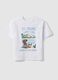 White pure cotton oversized fit children's T-shirt with print_0