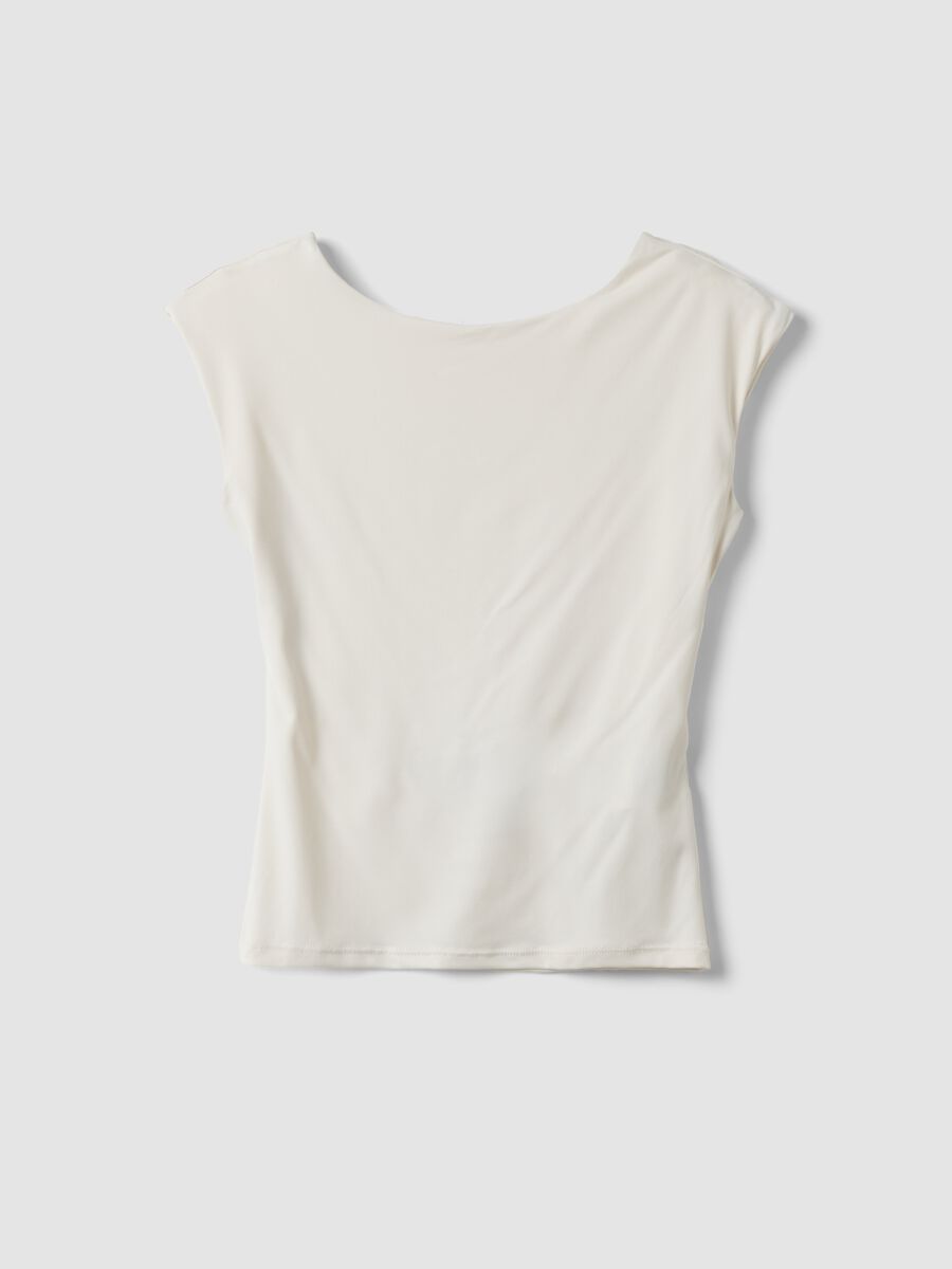 Top bianco in tessuto elasticizzato fitted_4