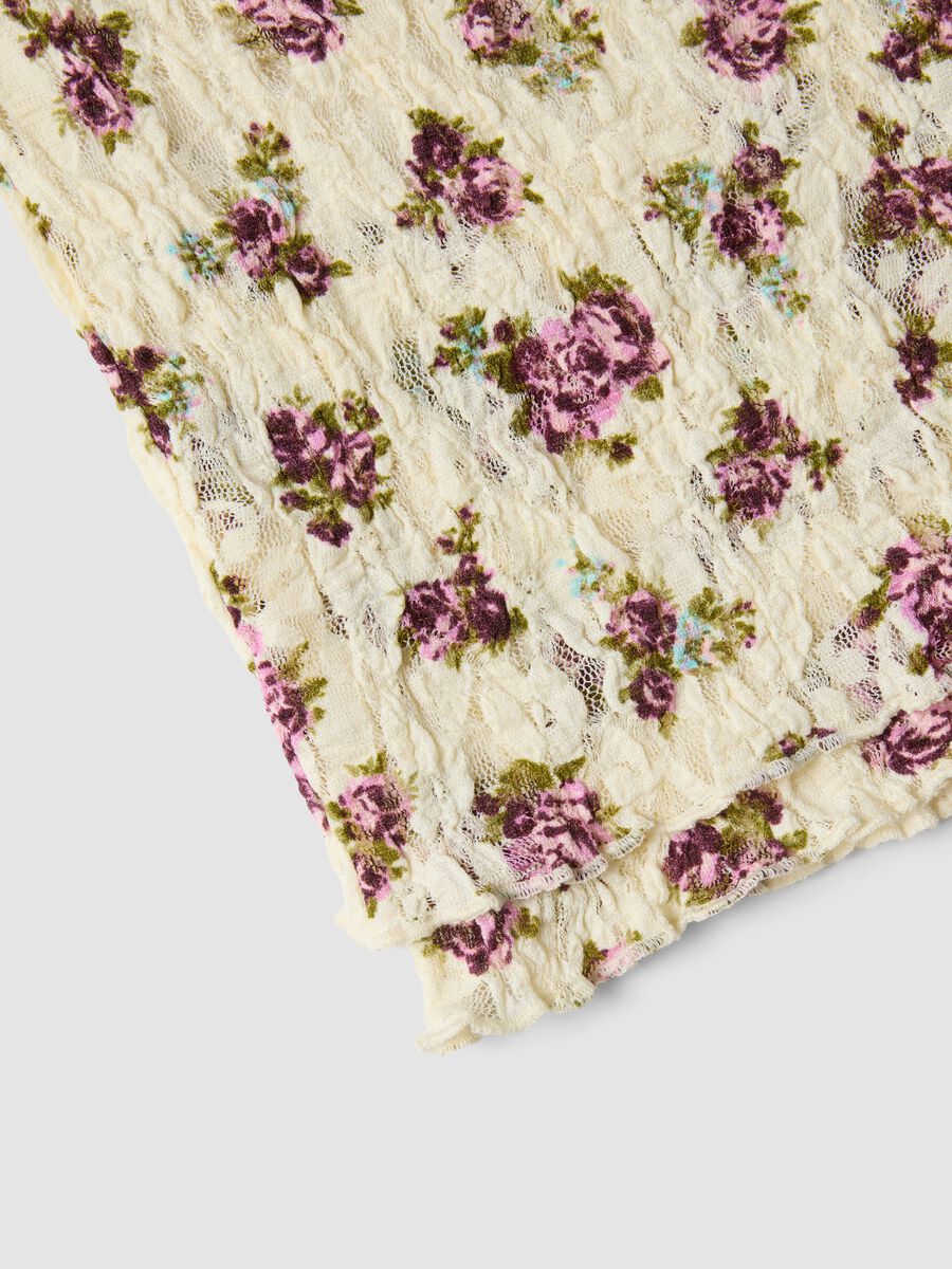 Short beige floral stretch top_5