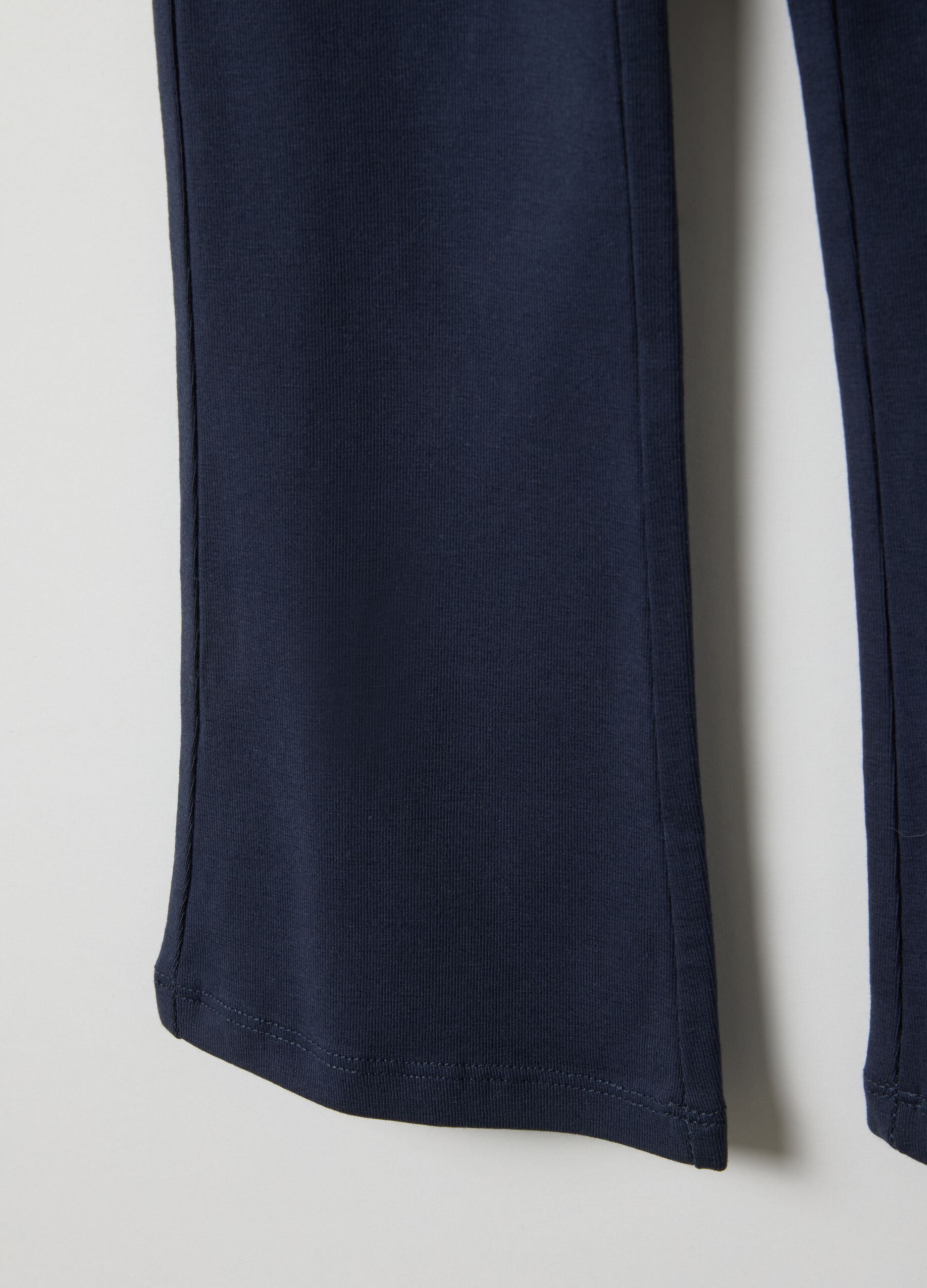 Blue stretchy cotton regular fit leggings for girls