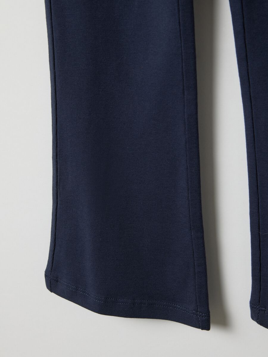 Blue stretchy cotton regular fit leggings for girls_3