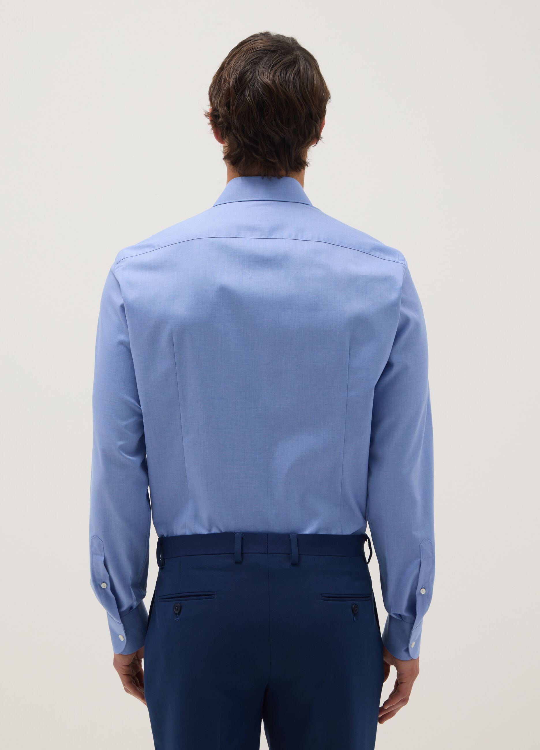 Slim fit light blue pure cotton shirt