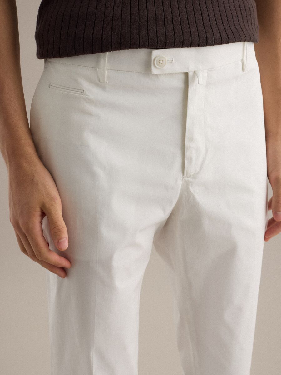White stretch cotton trousers, regular fit_3