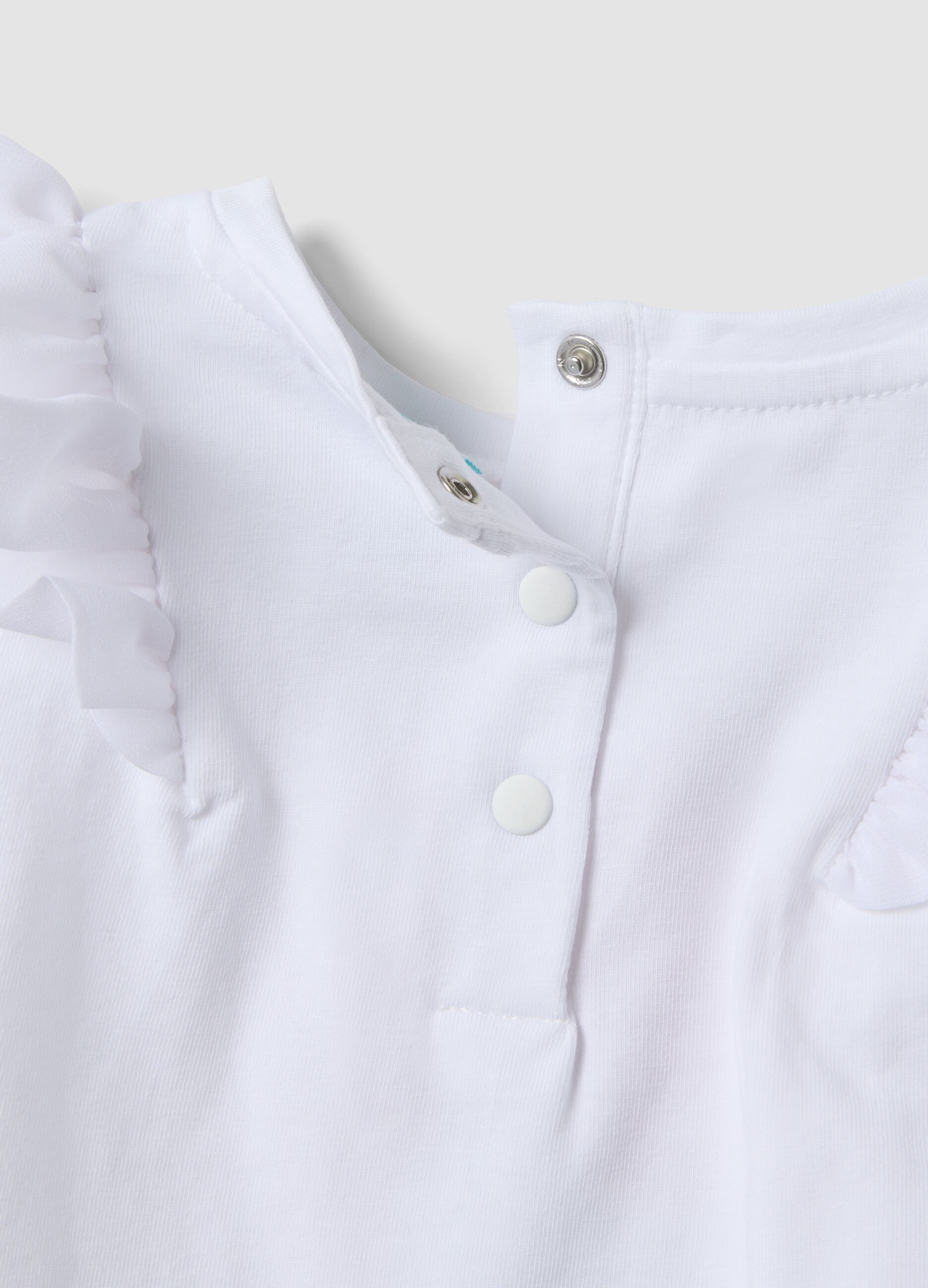 Completo bianco in cotone elasticizzato con top e shorts per bimba regular fit