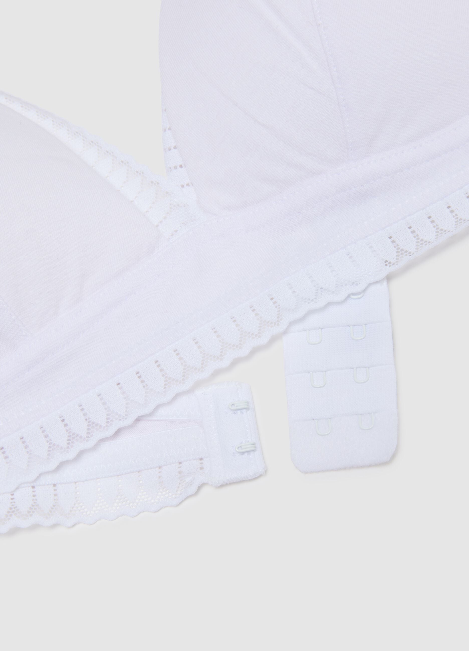 White stretch cotton triangle bra