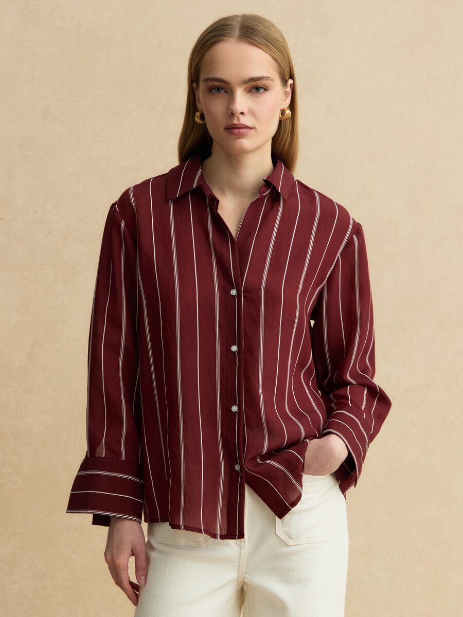 Multicolor stripe lyocell blend shirt regular fit_1