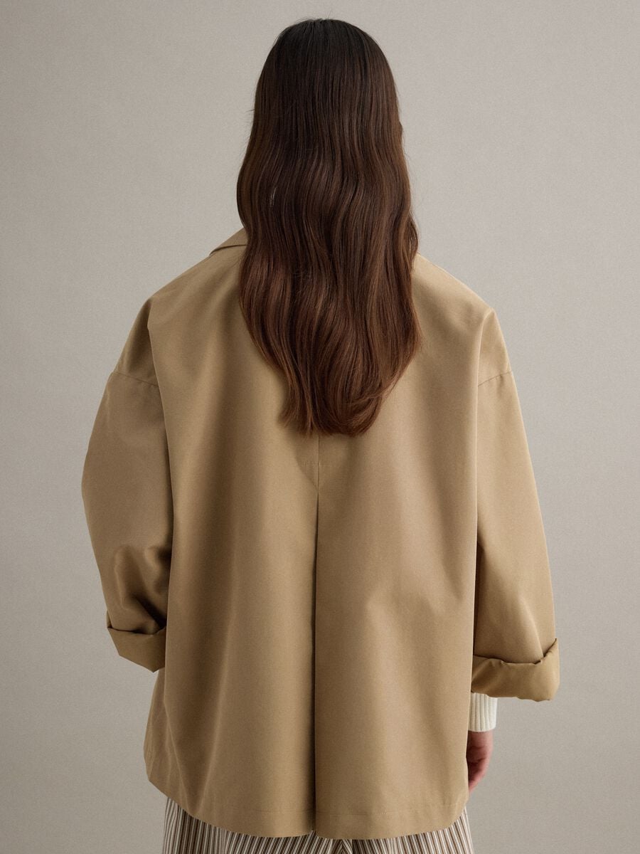 Oversized beige cotton blend trench coat_3