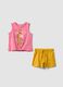 Pink and yellow pure cotton top and shorts set for baby girl_0