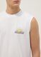 White pure cotton regular-fit vest with print_3