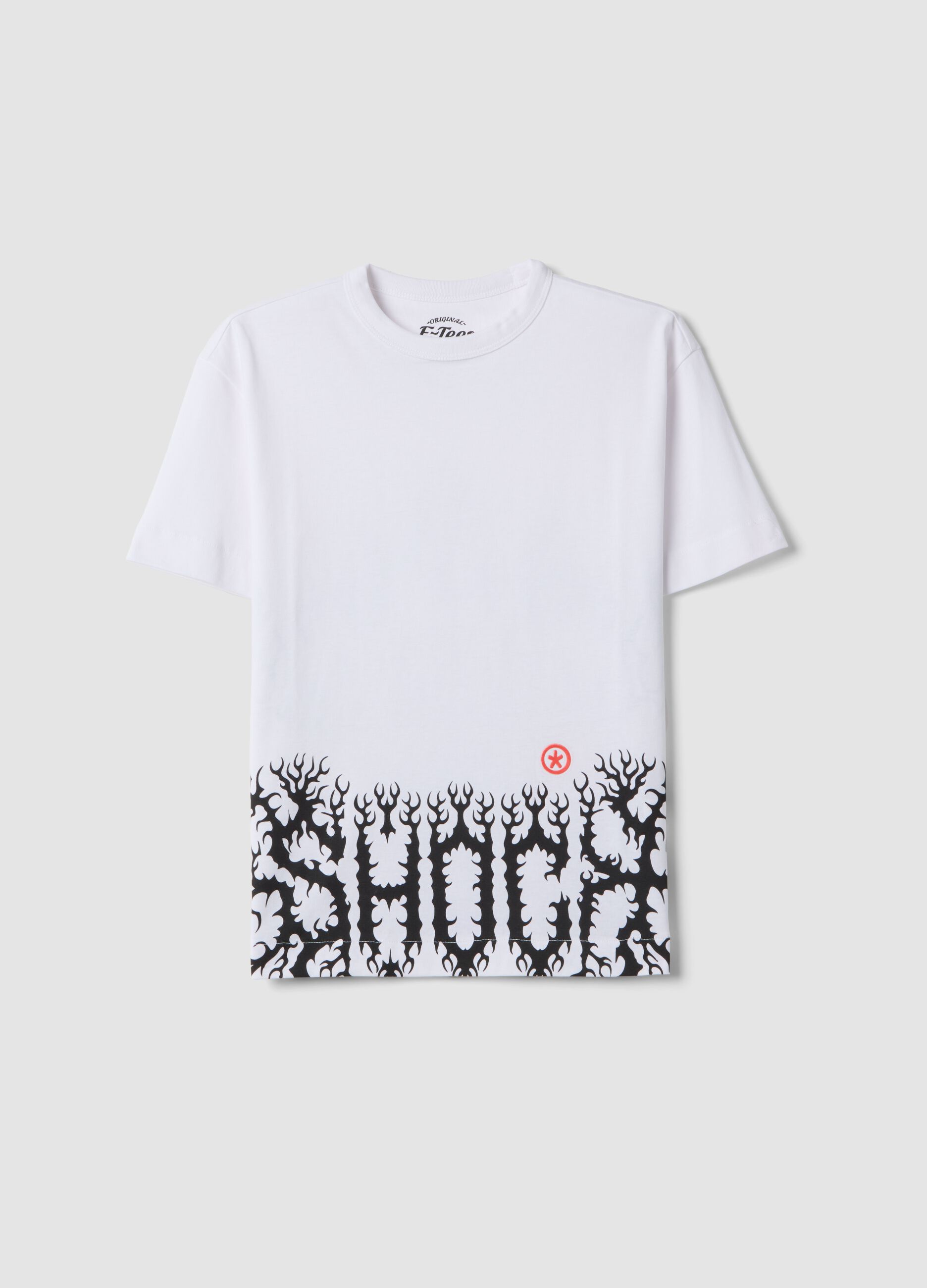 Children's white pure cotton oversized fit T-shirt with print