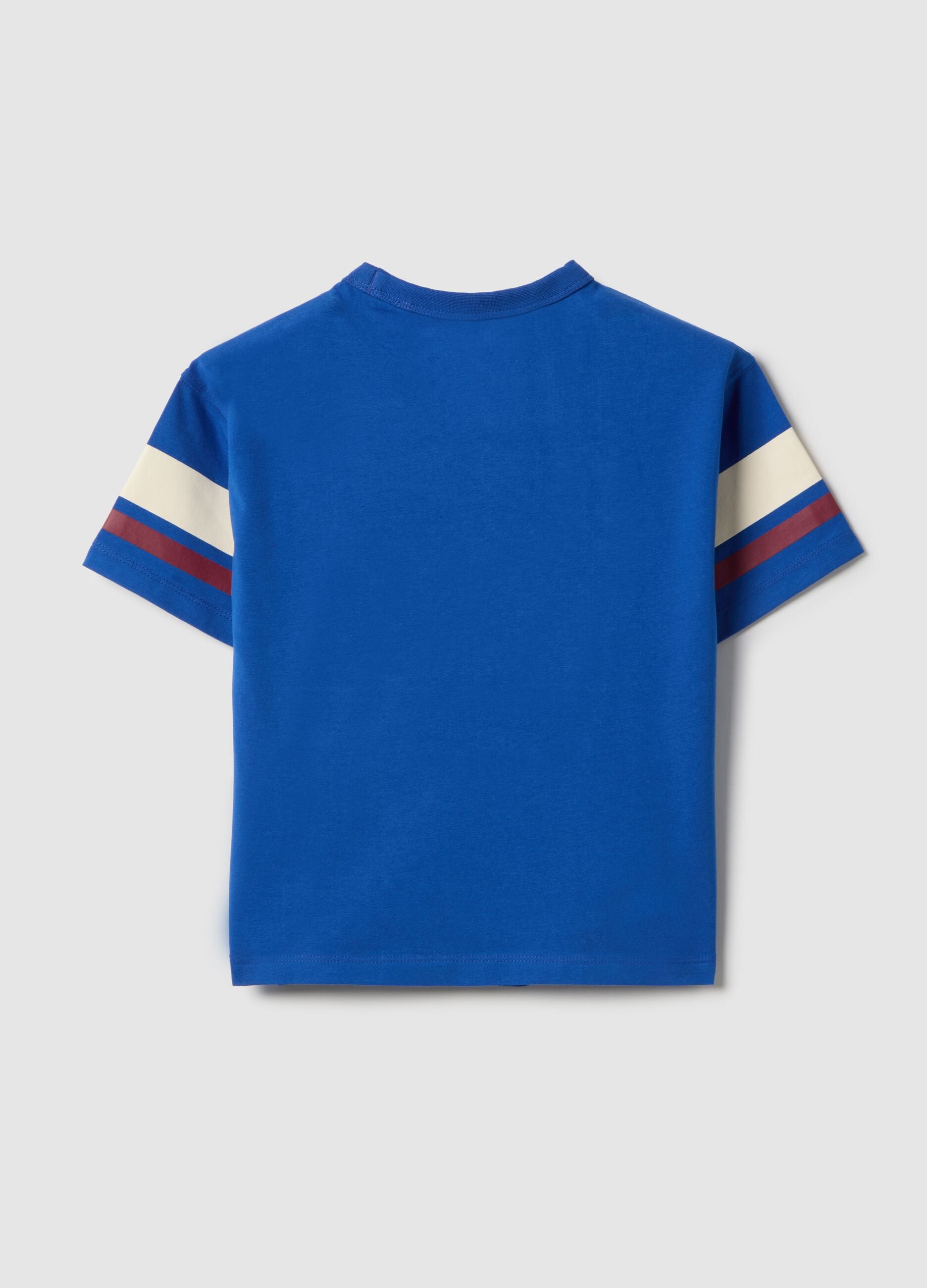Children's Blue Cotton Blend T-shirt with Mickey Mouse Print