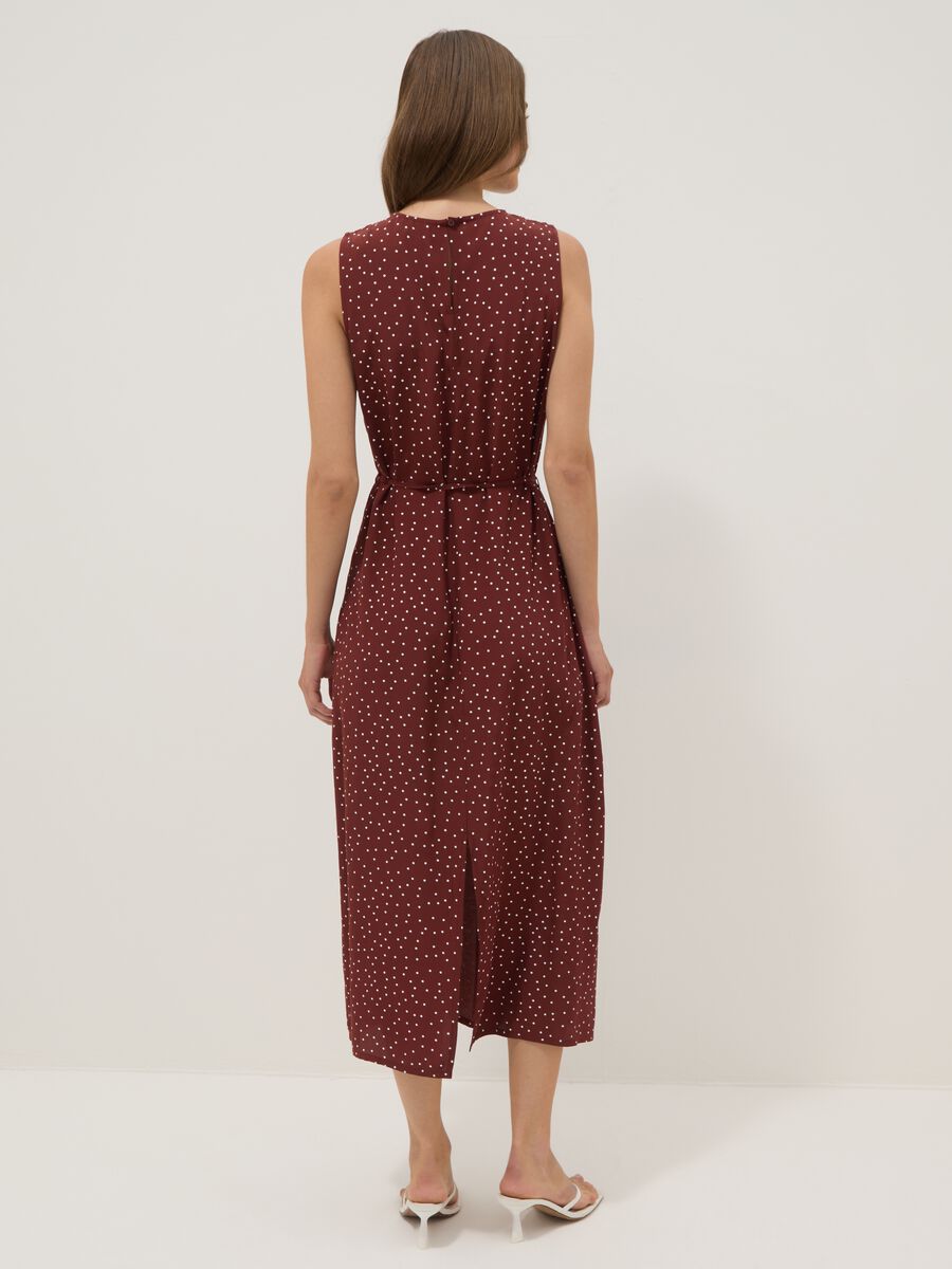 Red polka-dot pure viscose midi dress_3
