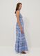 Blue maxi dress in pure cotton with tie straps_2