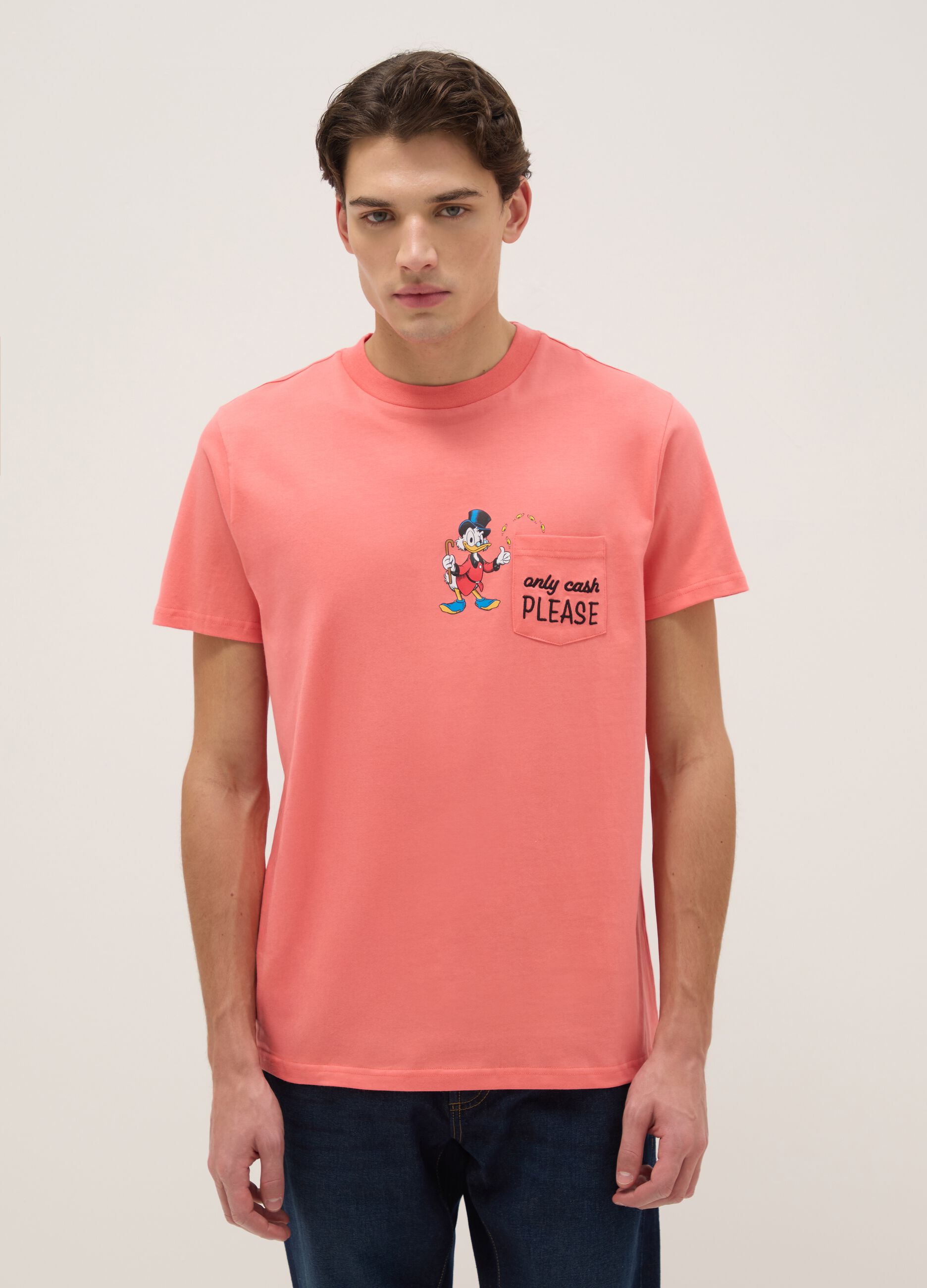 Black pure cotton regular fit t-shirt with print