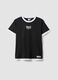 Black pure cotton t-shirt with regular fit and white trims_4