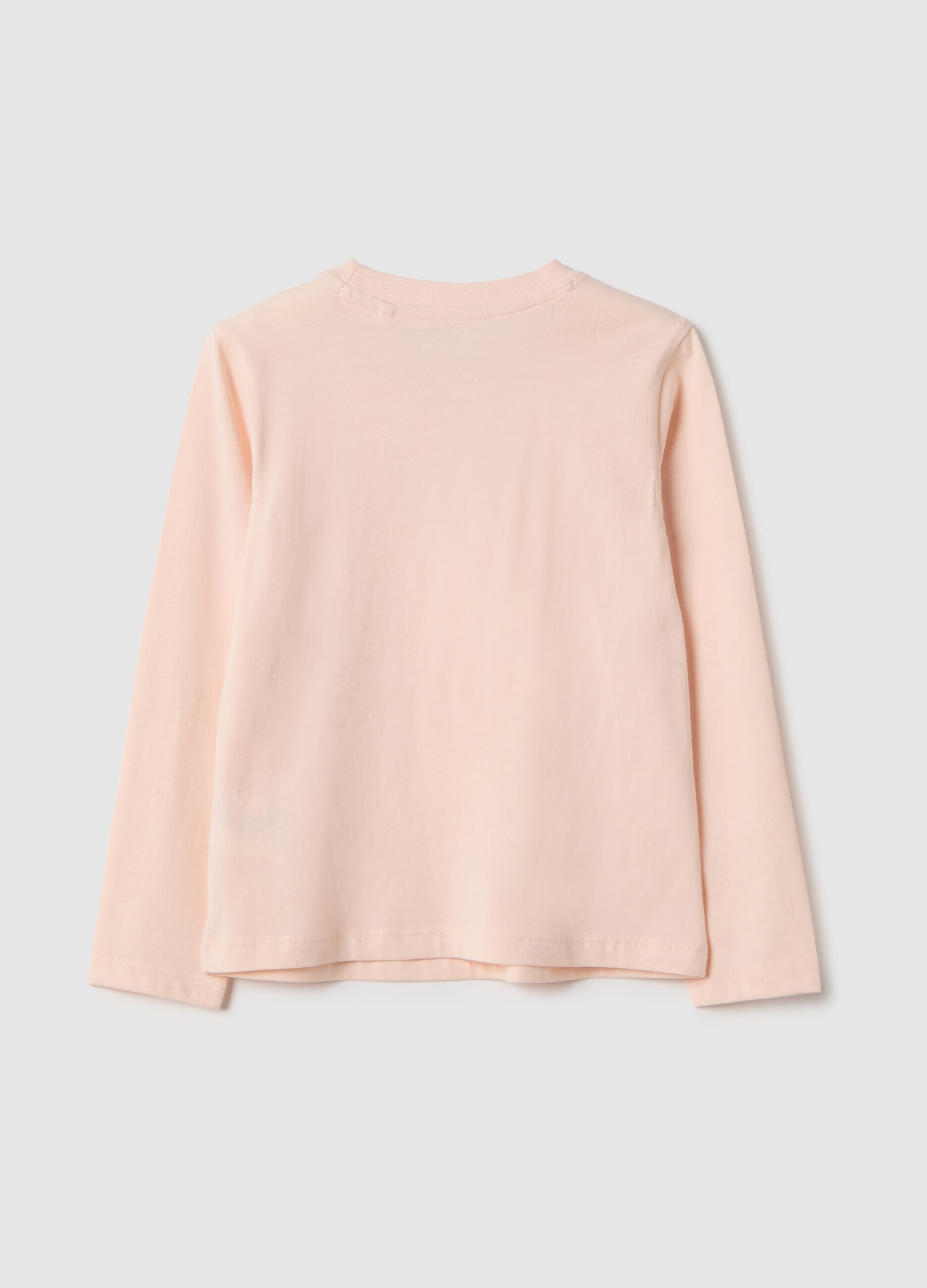 Girls' Pink Pure Cotton T-shirt Regular Fit with Bow